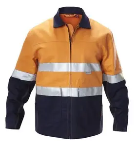 100% Cotton Twill Work Jackets Waterproof Hi Vis Safety Workwear for Construction Reflective Uniforms for Workers