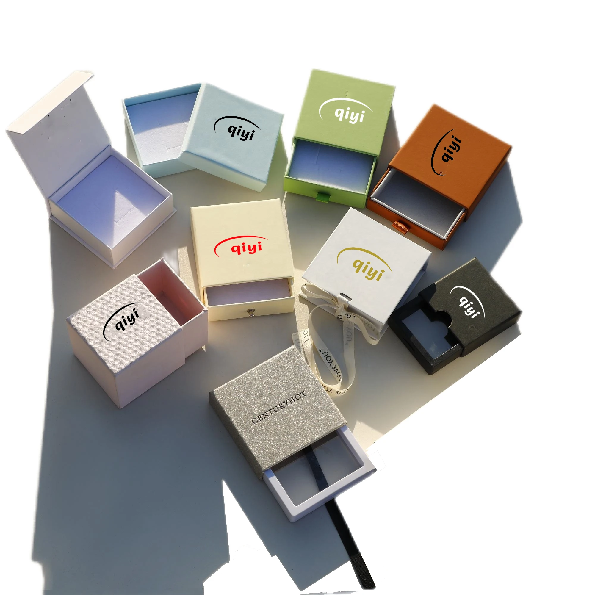 8*8*3cm Wholesale Custom logo Paper Jewelry Boxes Hard Rigid