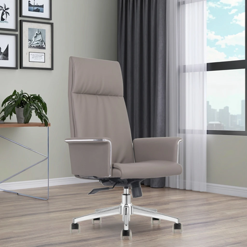 Budget PU Leather Task Chair Mechanical Tilt Lock Steel Base Chrome Gas Lift Affordable Seating 3