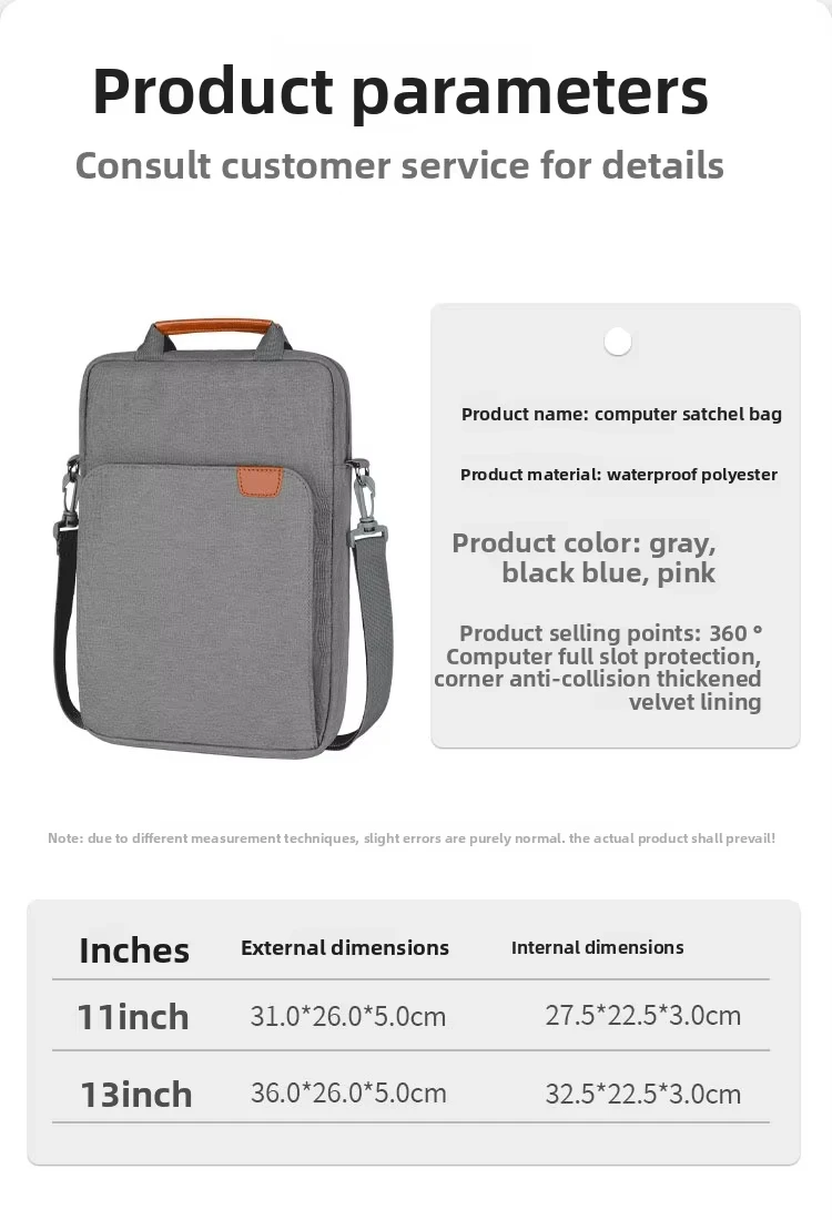 product customized lightweight simple waterproof for ipad fashion crossbody bag zipper closure polyester cover 11inch 13inch laptop bag-3