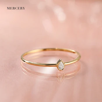 Mercery Jewelry 14K Real Gold Women Trendy Rings 14 K Solid Gold Diamond Ring Love In Wedding Best Price Rings Eternity