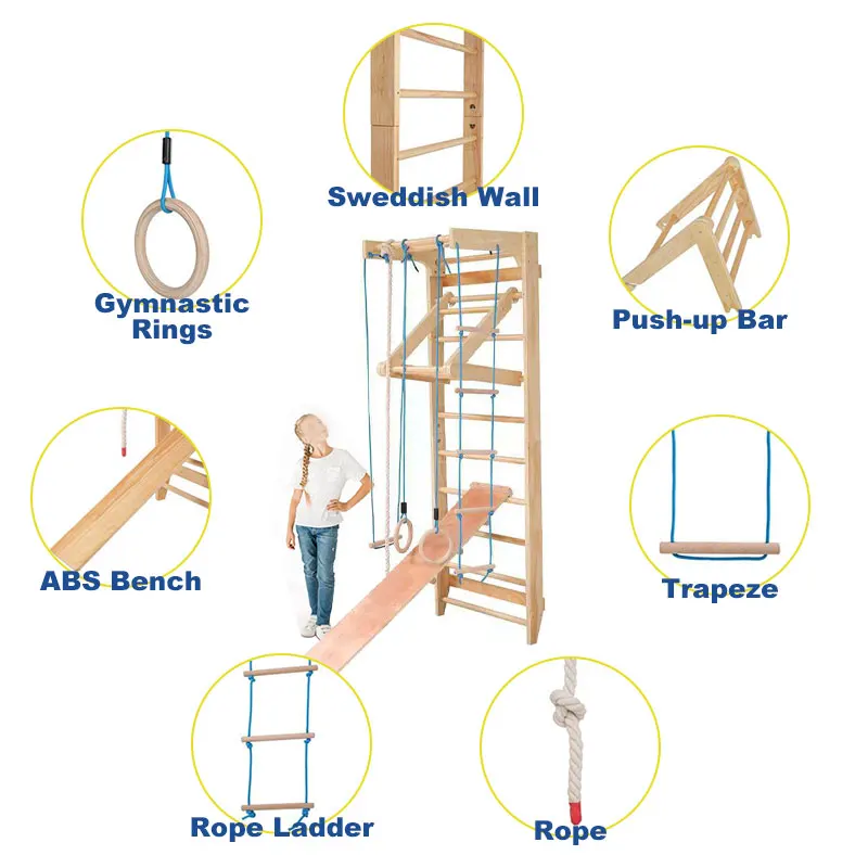 Pine Sports and Physiotherapy Ladder with Pull Bars Wall Mounted Home Adult & Kids Sports Equipment