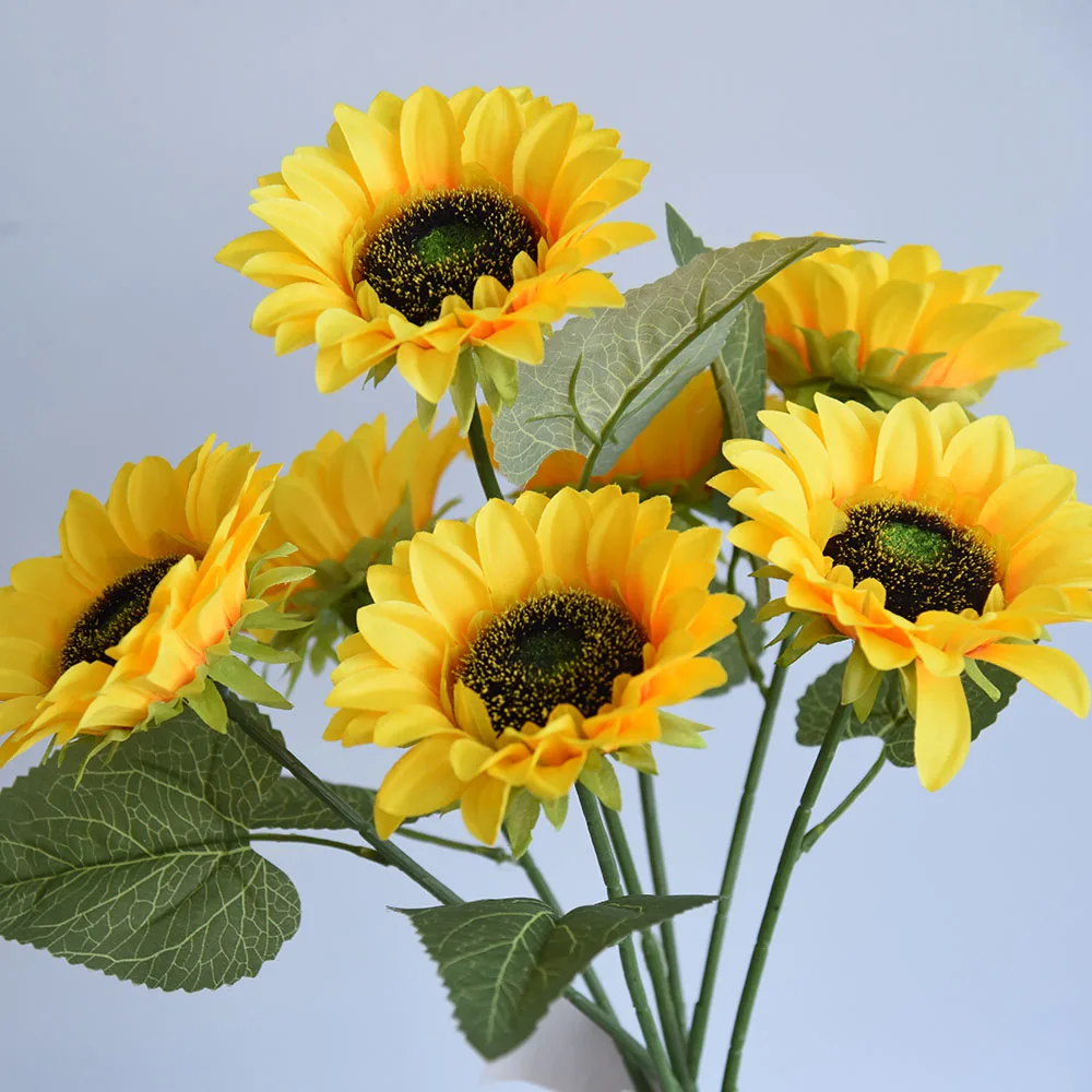 Un Arbusto De Siete Cabezas Grandes De Flores,Girasol Artificial,Regalo Del  Día De La Madre,Cumpleaños,Navidad,Decoración De Boda - Buy Planta  Artificial,Flor Decorativa,Suministros De Boda Product on 