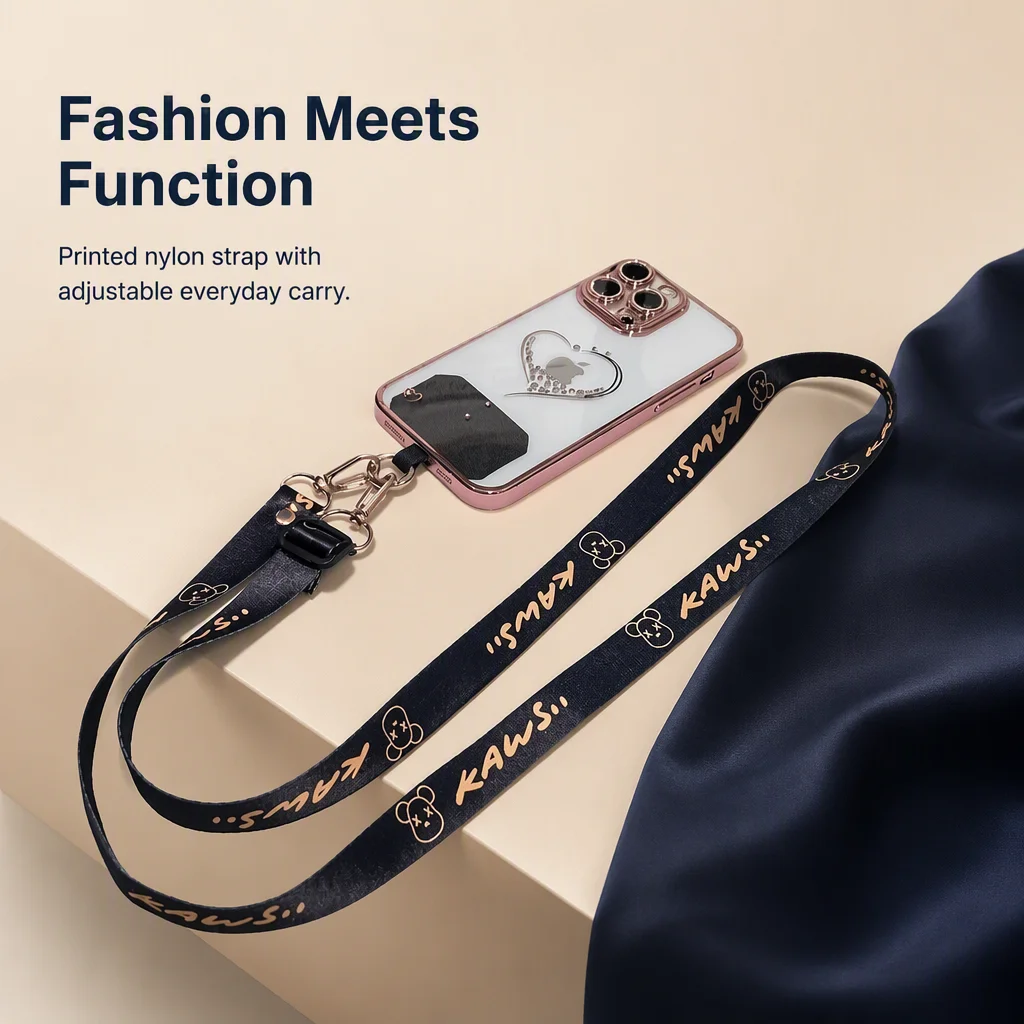 Adjustable New Anti-Lost Necklace Lanyard Crossbody Mobile Cellphone Tether Metallic Phone Charm Straps for iPhone Accessory