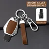 Portachiavi marrone argento brillante + pelle