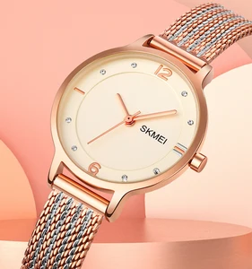 SKMEI 1874 Luxury Fashion Simple Ladies Stainless Steel Waterproof Anti-drop Quartz Watch with Glass Dial