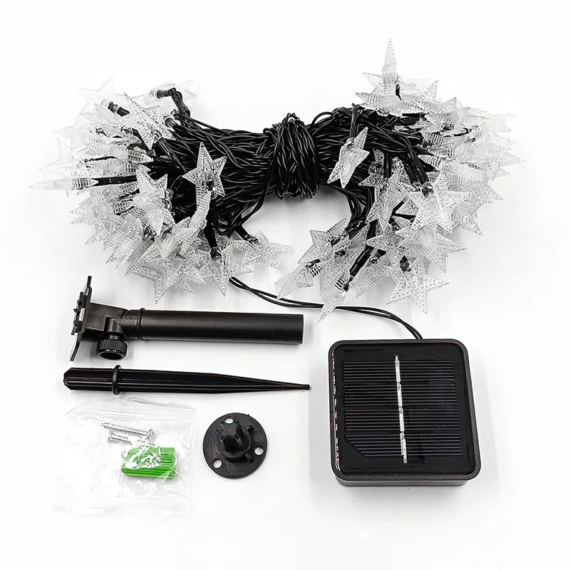 Outdoor Waterproof IP44 Solar Powered Led Christmas Lights Decoration Five Star String Lights Led for Christmas Tree