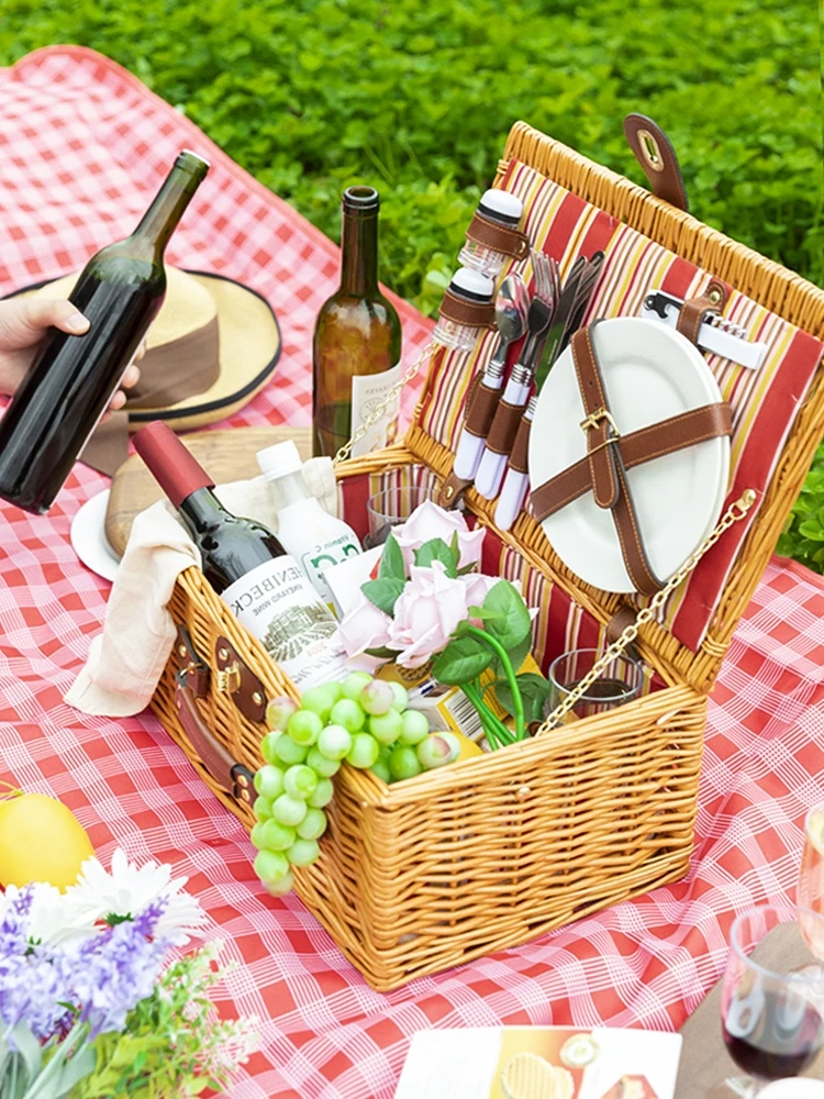 Picnic Hamper Basket Set Wholesale Wicker Picnic Basket Set 2 Person