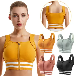 Beautiful Back Vest Shockproof Running Front Zipper Breathable Women Sports Bra Plus Size Wireless Push-Up Fitness Yoga Bra