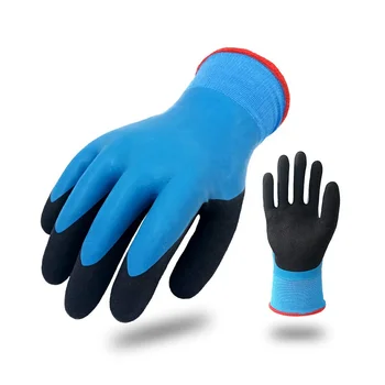 GR4010 Winter fishing waterproof non-slip acrylic velvet fleece liner Latex coated cold resistant warm labor protection gloves