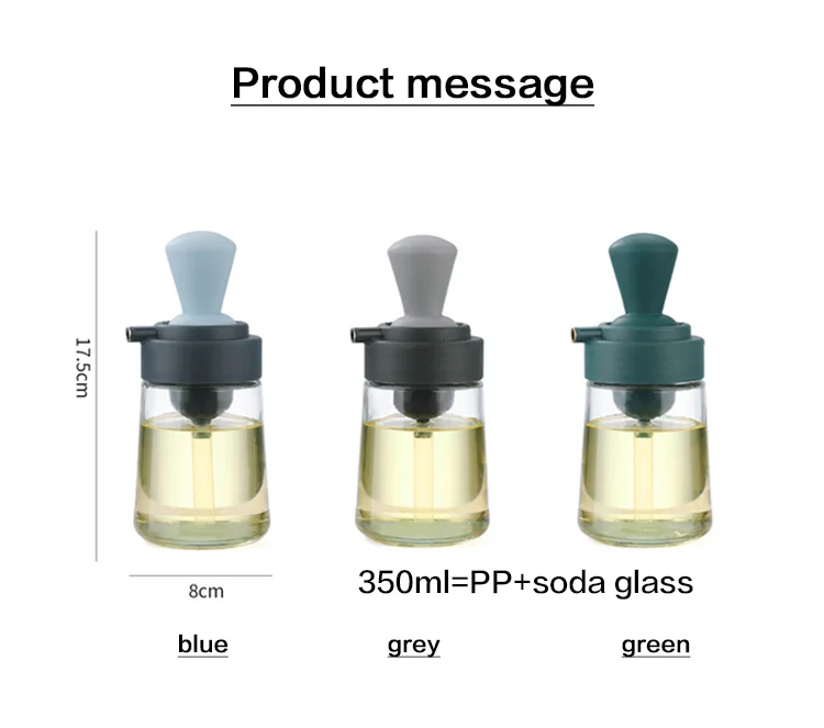 small Kitchen Cooking Glass Olive Oil Dispenser Bottle With Silicone Brush 2 In 1 Oil and Vinegar Bottle With barbecue Brush