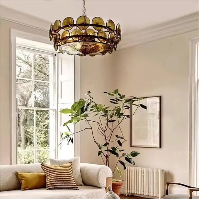 Italian Amber Green Art Glass Lights for Living Room Design Home Kitchen Island Lights Chandelier