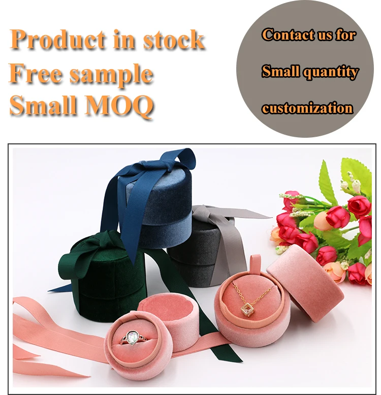 Wholesale Custom Velvet Jewelry Box Ribbon Pendant Necklace Ring Box