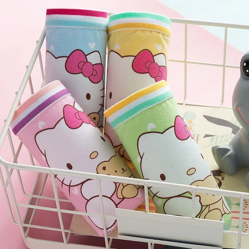 Высокое качество в наличии От 1 до 9 лет милые трусы с мультипликационным принтом для девочек, детское нижнее белье