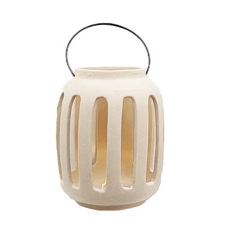 Elegant design Matt White Color Strong Ceramic Hanging Lantern for Garden patio home Lighting Decoration with reactive glazing