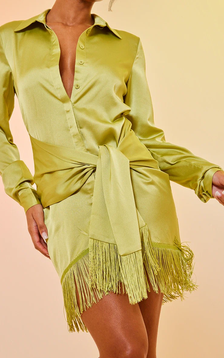 lime green satin shirt dress Zara Dresses | Zara Satin Effect Shirt Dress | Color: Green