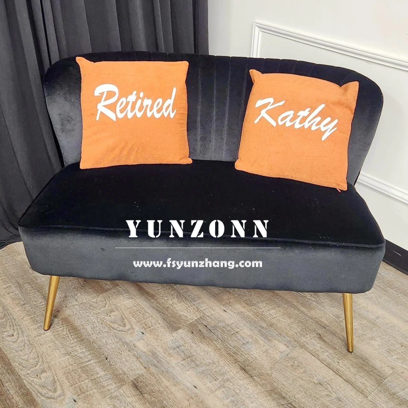 Modern Design Velvet Cover Wedding Sofa with Stainless Steel Frame for Bride and Groom