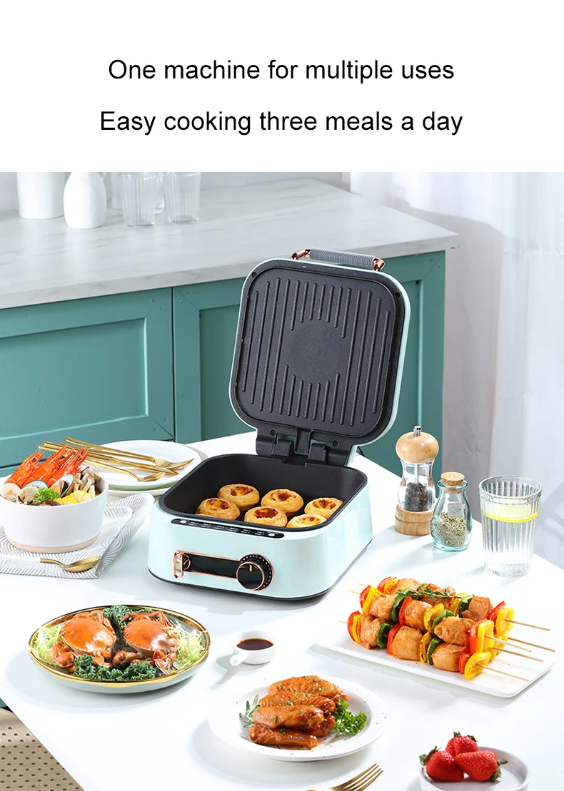 Electric Griddle Baking Pan Deepen Cooker Double-side Heating Machine Barbeque Grill Hot Pot Steak Fry Crepe Pancake Pizza Oven