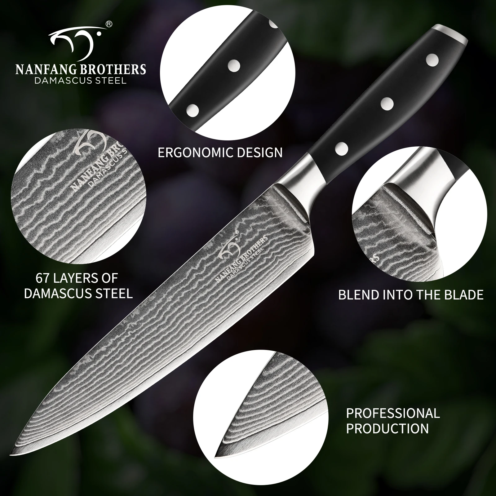 Premium 8 Inch Damascus Steel Chef Knife - Sashimi Knife with ABS Handle and Gift Box