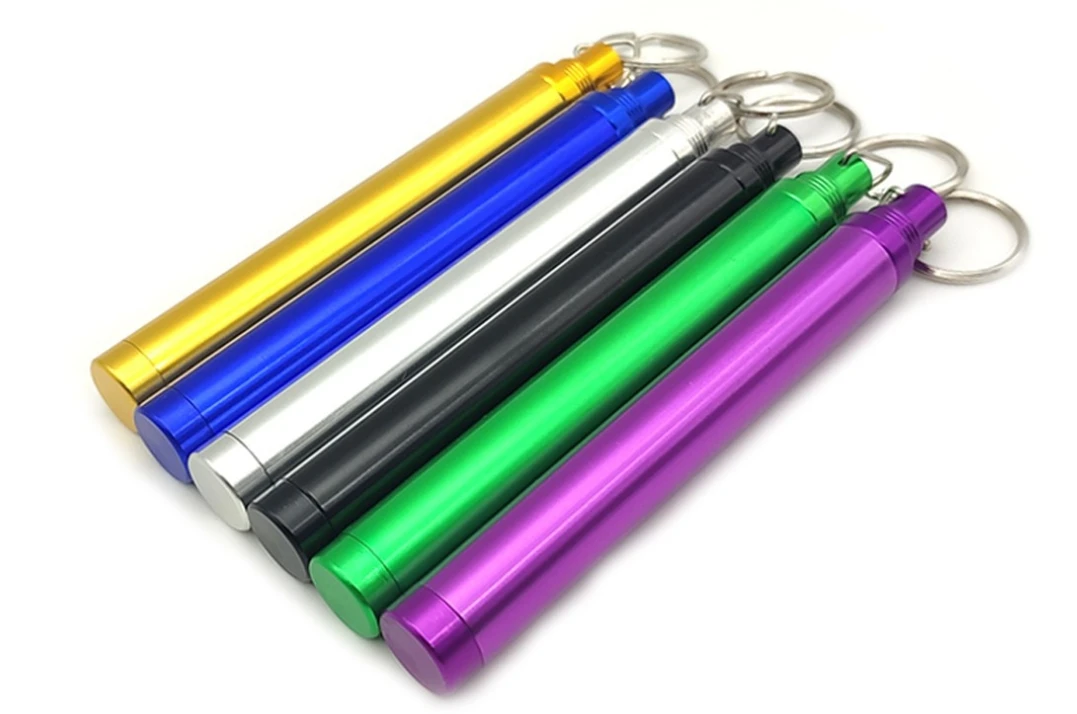 Pre Tube Rolling Paper Packing Metal Tube Aluminum Alloy Dry Herb Smoking Cigar Storage Cones Tube Container With Key Chain Ring