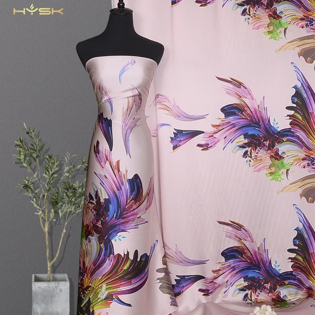 Floral Design Custom Printed natural original silk 100% Satin pure elegant Silk mulberry Satin Fabric