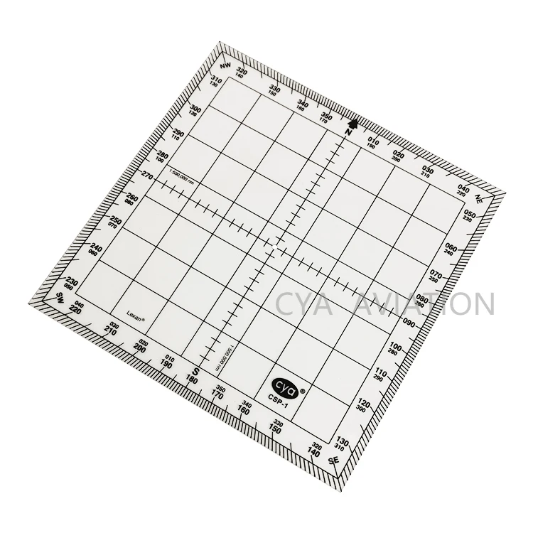 Customized Design Navigation square Protractor for Pilots Map Marking Nautical Miles Aviation Plotter