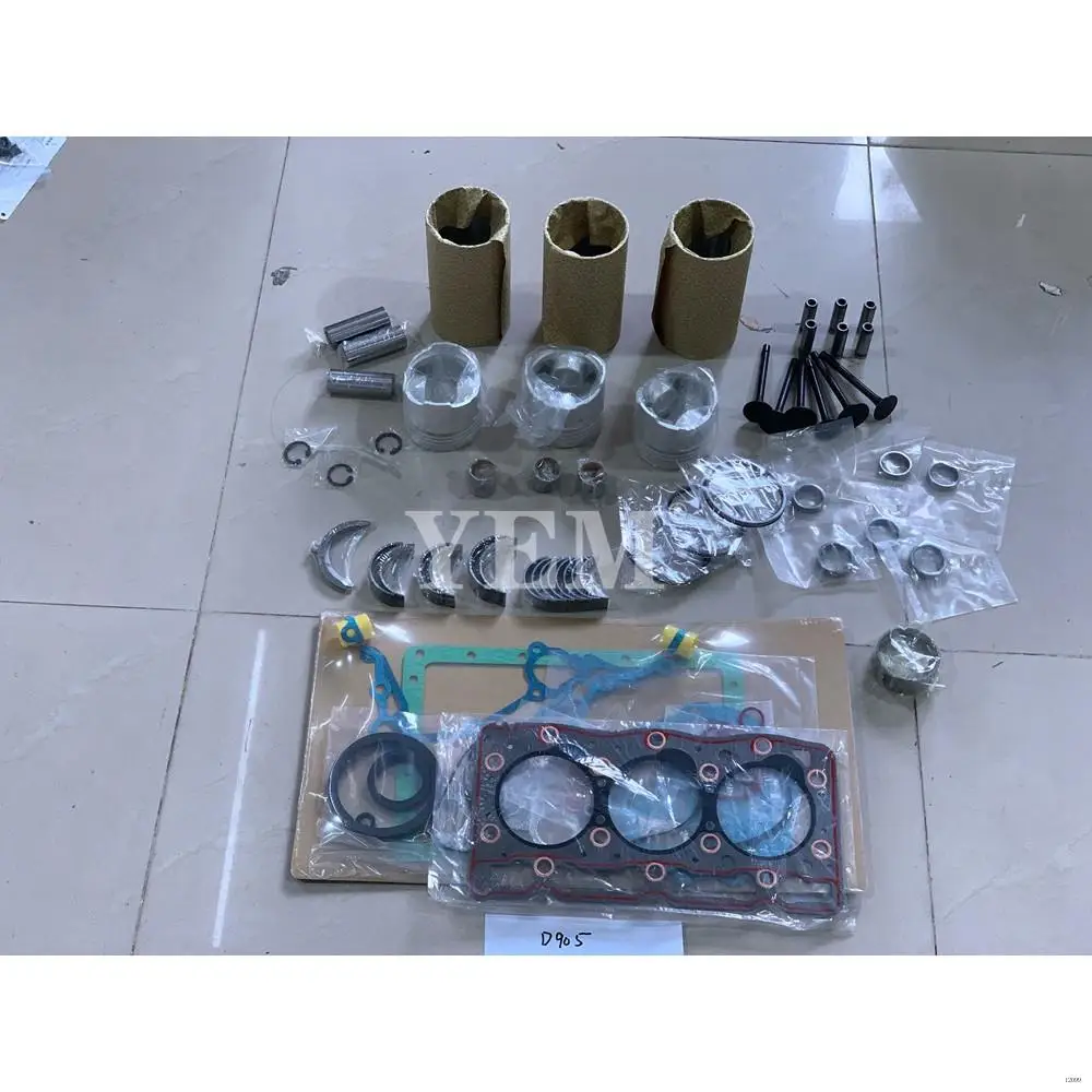 Rebuild Kit With Valves Engine Bearings Cylinder Liner Full Gasket Kit Fit for Kubota D905 Diesel Engine Repair Parts