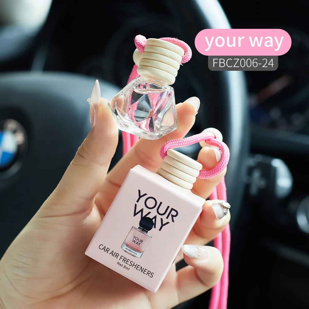 Glass Bottle Custom Car Liquid Air Freshener 8ml Hanging Perfume Essential  Oil Car Diffuser Bottle