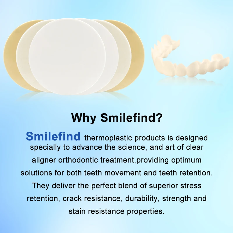 Smile Find Invisible Alignment Braces Clear Dental Consumables TPU PETG Material Teeth Aligners Sheets for Invisible Orthosis