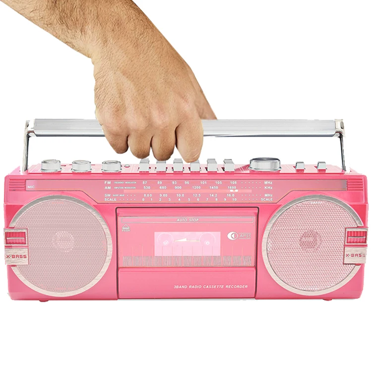  Reproductor de cassette retro Boombox AM/FM Radio estéreo,  reproductor de cinta vintage con altavoz y conector para auriculares,  sistema de sonido estéreo para niños mayores, banda completa, silencioso,  regalos (marrón estadounidense) 