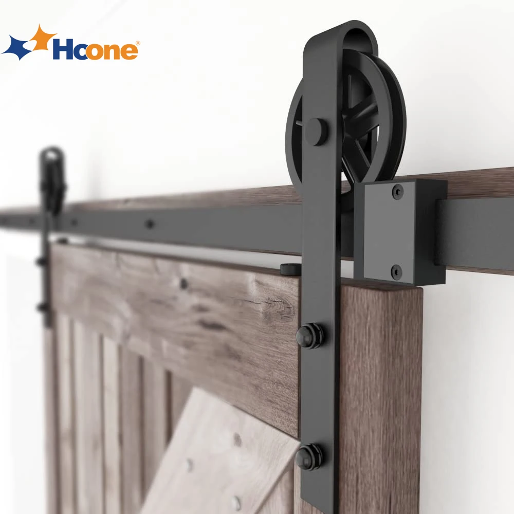 Hoone 6.6ft Swivel Barn Door Hanger Heavy Duty Industrial Synchronized