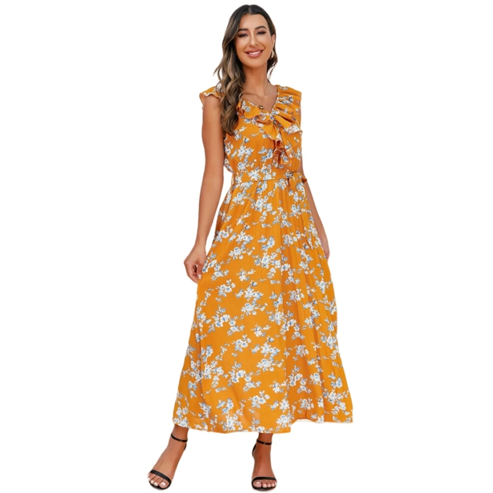 princess polly baby blue dress Boho Summer Maxi Dress Floral Casual Women's Long Dress Maxi Dress Casual  Dress Boho Chic Dresses main image 1