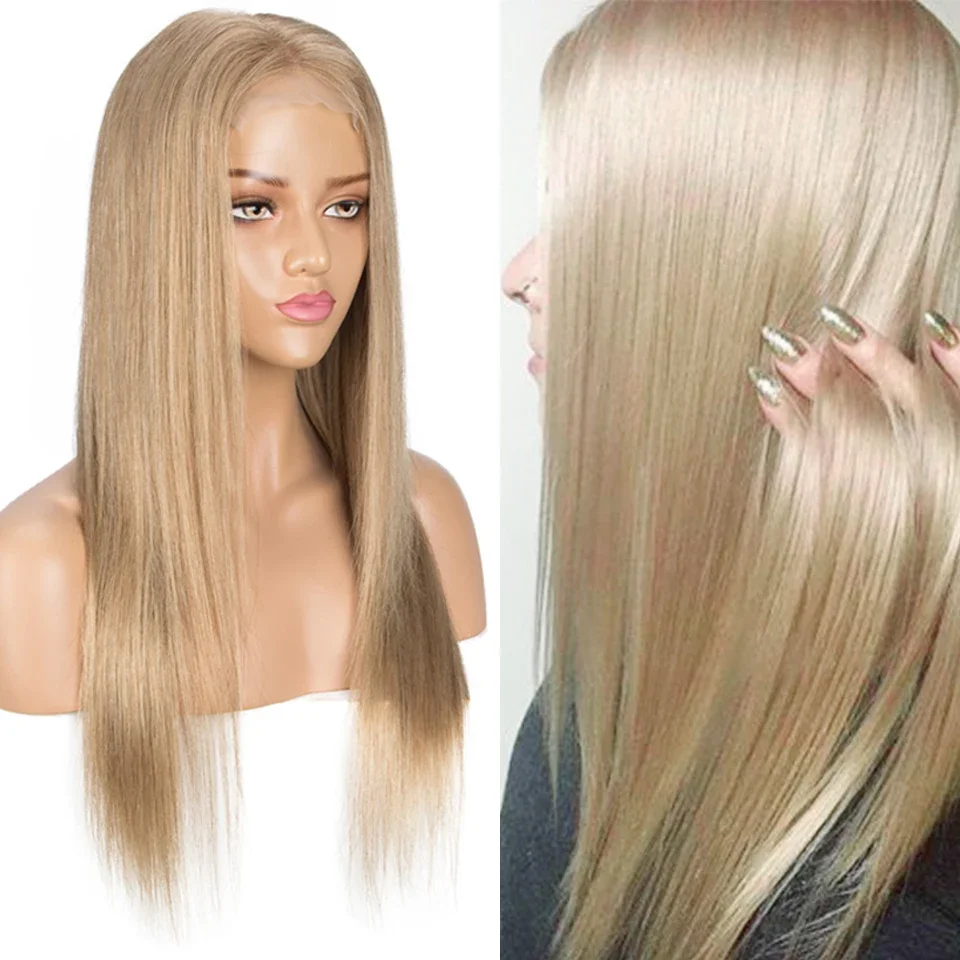 Glatte menschliche Haare blonde Lace Front Perücke gerade Bob Verschluss Gold brasilianische Highlight Cosplay Perücken_voghion.com