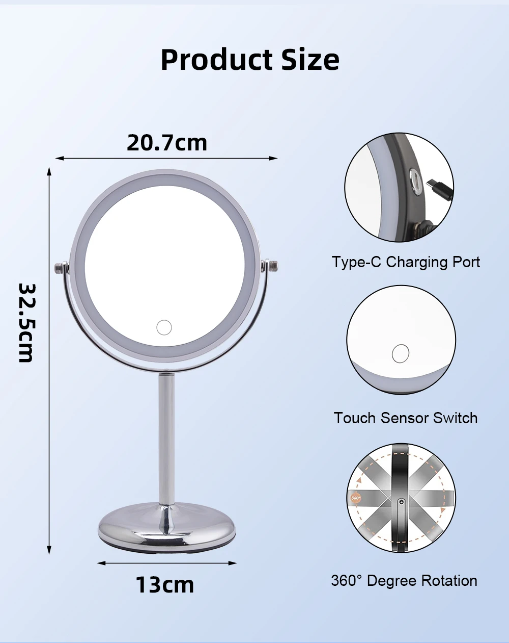 Best Quality Chrome Double Sides Makeup Mirror Magnification Desktop