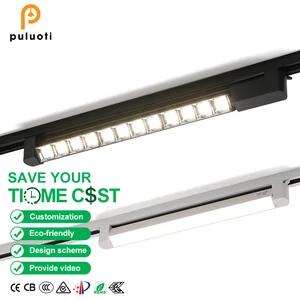 PULUOTI 30°/110° White Black LED Magnetic Track Floodlight Grille Light Ceiling 20W Adjustment Direction 90° Aluminum for Indoor
