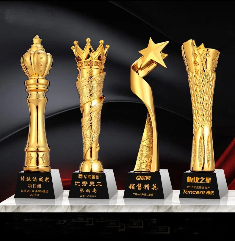 product factory new design crown crystal resin trophy with black crystal base-32