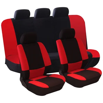 Universal Size Full Set Red Premium Cloth Car Seat Covers