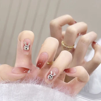 Plastic Artificial Nailsl   Cartoon Nail Patch  Simple style  Handmade Press On Nails