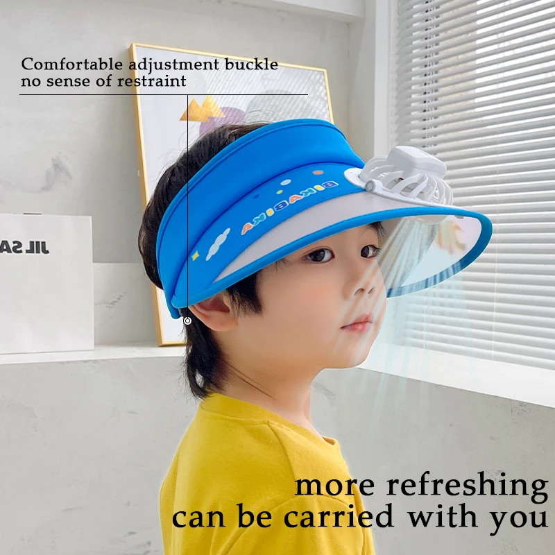 Милые пластыри с мультяшными животными Детские летние солнцезащитные колпачки козырьком охлаждающий Пустой Топ для мальчиков и девочек шляпы вентилятором детей