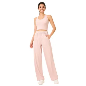 Yoga Sets for Women Fitness Loose Pants High Elasticity Breathable Vest Outdoor Leisure Sports