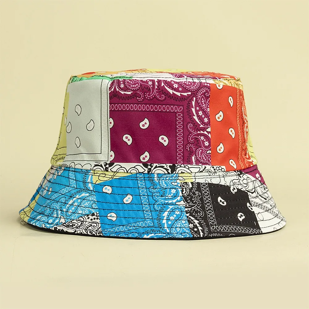 Colorful Patchwork Bandana Reversible Bucket Hat display picture 1