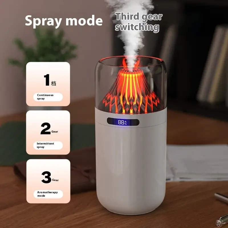 B2B Electronic Mall Simulation Volcano Spray Led Night Light Car Purifying air Humidifier Portable Mini Water Refill Atomizer