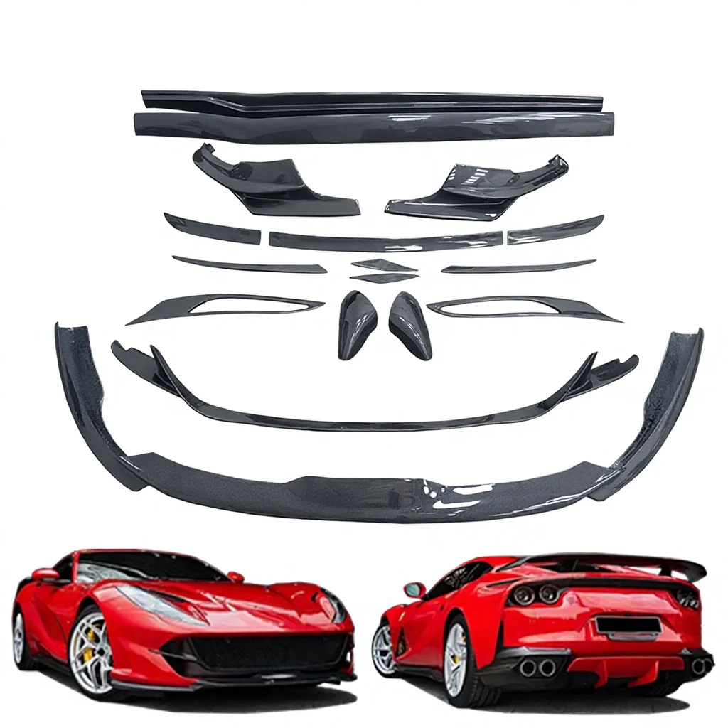 Ferrari 812 2017-2020 Upgrade Wet Carbon Fiber Body Kit Front Lip Rear Diffuser