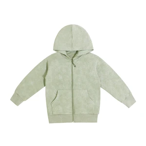 2026 Hot Autumn Spring Cotton Kids Hoodie Zipper Long Sleeve Solid Color Kids Girl Top Sweatshirt