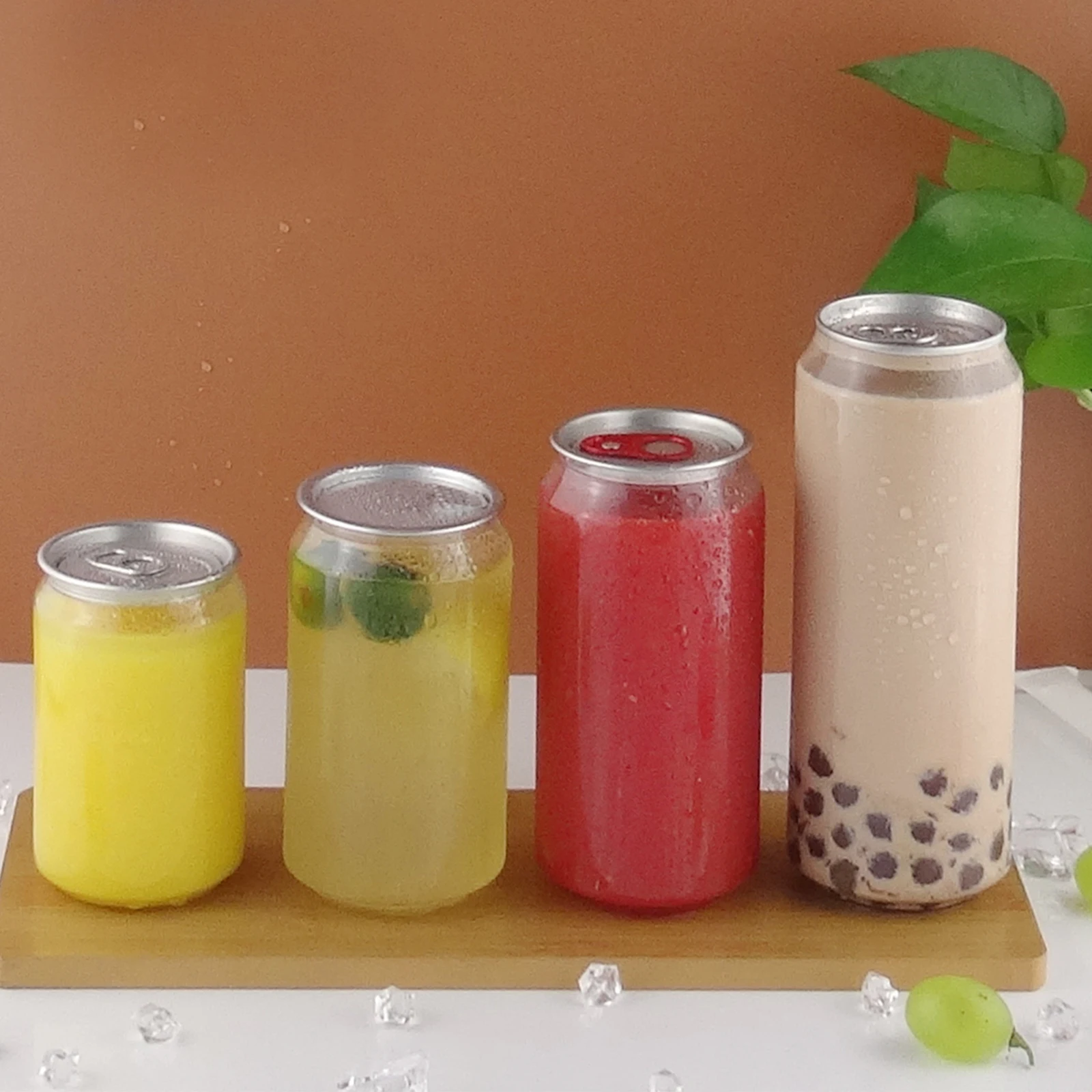 250ml 330ml 375ml 500ml Empty Package Pet Beverage Transparent Plastic Juice Bottle Milk Tea Enzyme Bottles With Cover