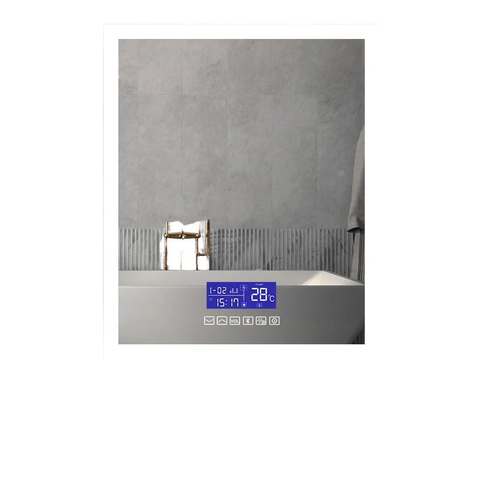 Modern Design LED Bathroom Smart Mirror Rectangle Silver with Sandblast Sensor Switch and Illumination for Salon Use