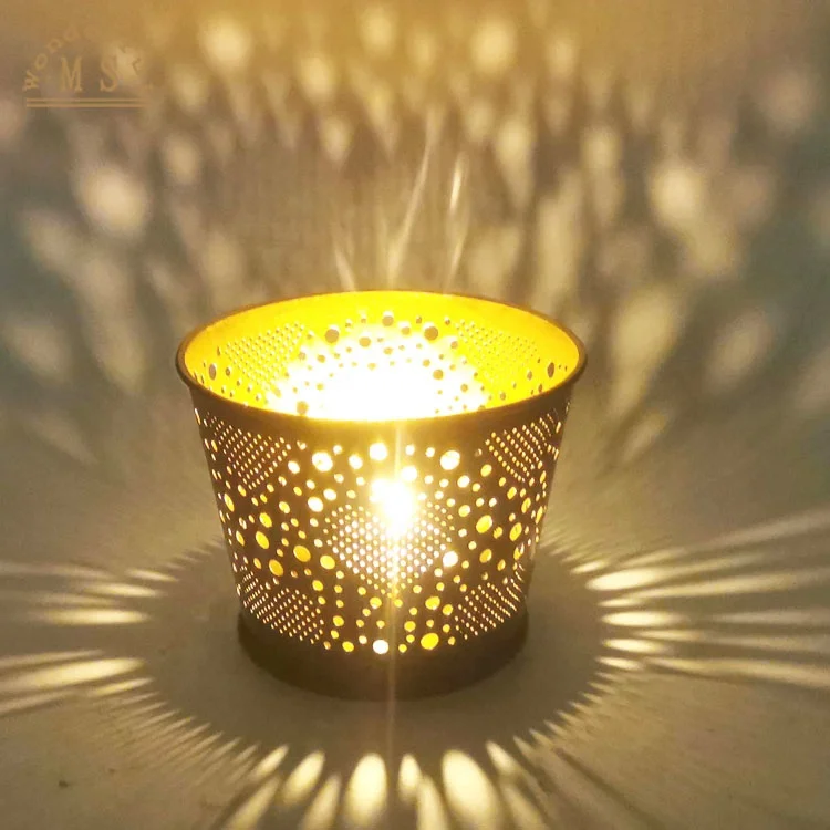 Metal Flower Hollow Tealight Candle Holder Set of 6 for Christmas Wedding Home Table Centerpiece Decoration