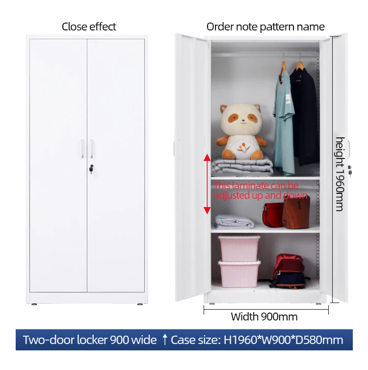 Cute Lockable Double-Door Metal Locker Storage Cabinet for Clothes and Bags factory
