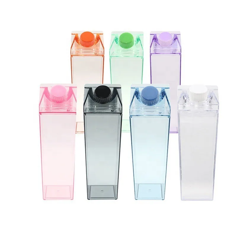 Square milk cup network celebrity 500ML1000ML hot plastic milk cup supplier