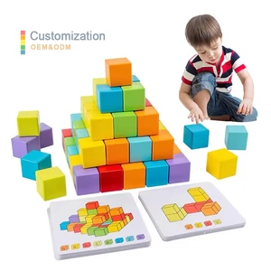 Children's Wooden Cubes Space Thinking Building Blocks 3d Puzzle Thinking Training Education Wooden Activity Cube Teaching Toy